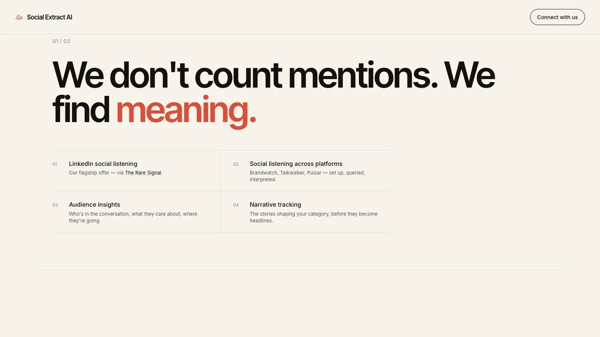 Social Extract website homepage